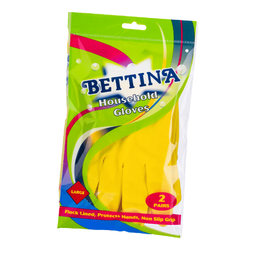 Bettina 2 Pairs Yellow Rubber Gloves (Large)
